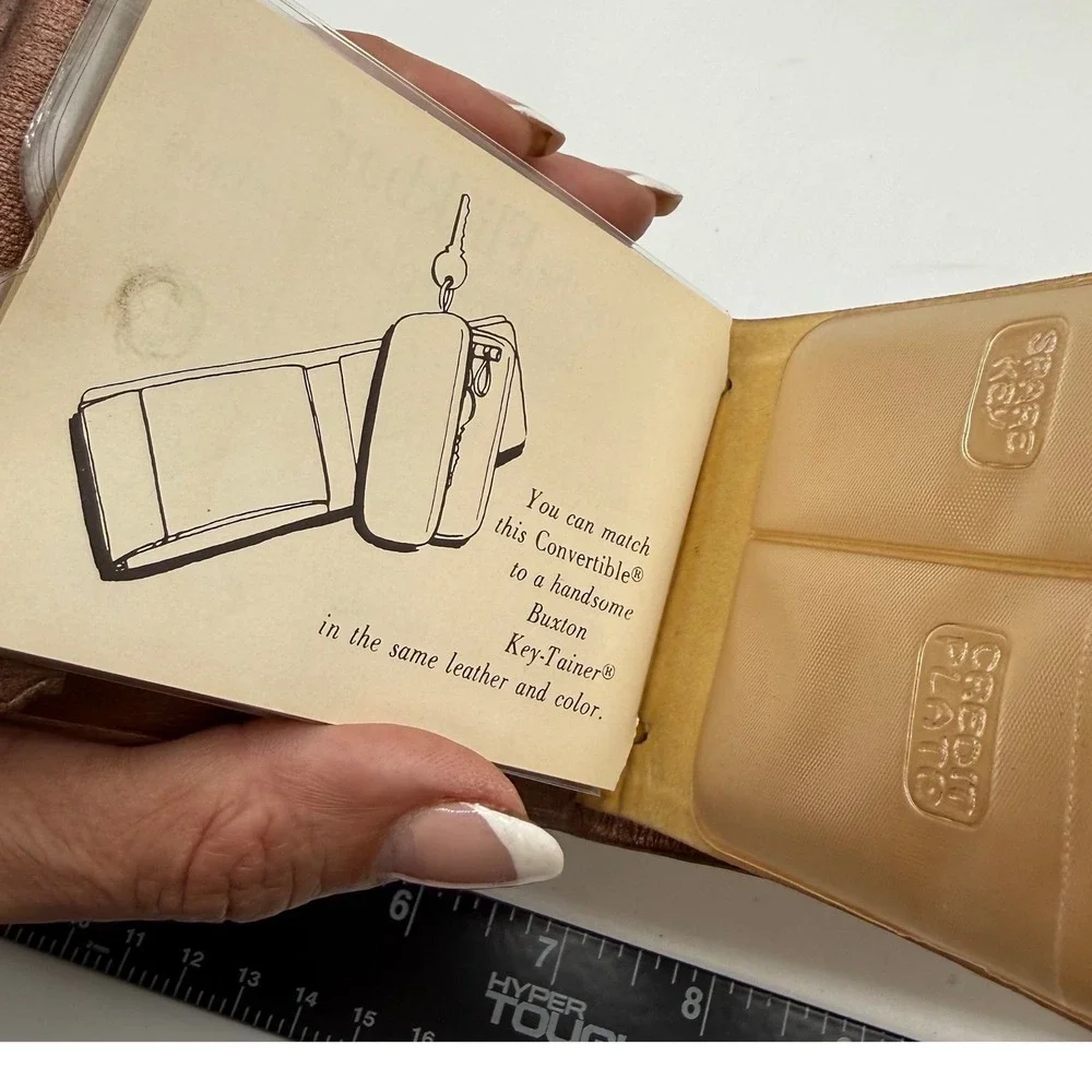 Vintage Lady Buxton Brown Mello Cowhide Wallet and Key Case Set Gold Accents